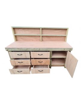 Wooden Workbench Eucalyptus Top Tool Cabinet with Lockable Cupboard