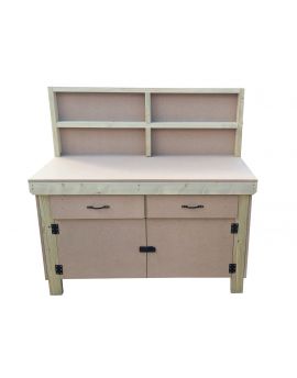 Wooden MDF Top Storage Workbench With Lockable Cupboard and Drawers