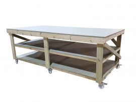 Wooden uniMDF Top Workbench with Wheels 3ft and 4ft Depth - 18mm uniMDF Moisture Resistant Top