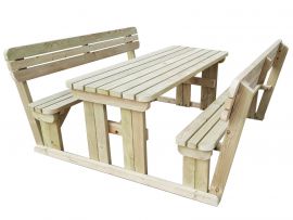 Alders Rounded Picnic Table Benches Set With Back Rest