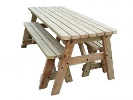 VICTORIA COMPACT Rounded Space Saving Picnic Table & Benches Set