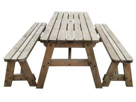 VICTORIA Rounded Picnic Table & Benches Set