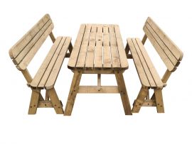 Victoria Rounded Picnic Table and Bench Set With Back-Rest