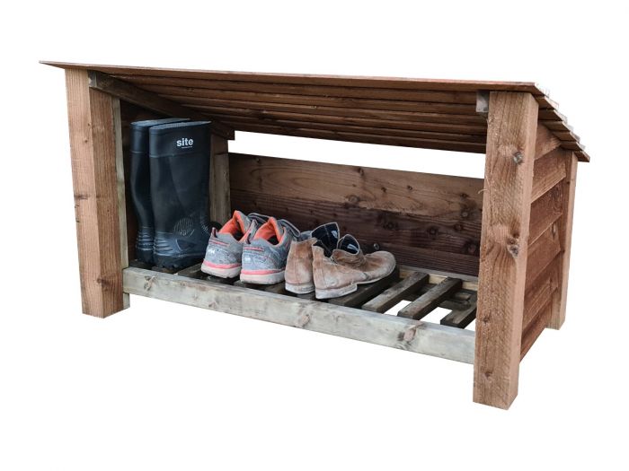 Wooden Outdoor Shoe Log Storage Arbor, Outdoor Shoe Storage