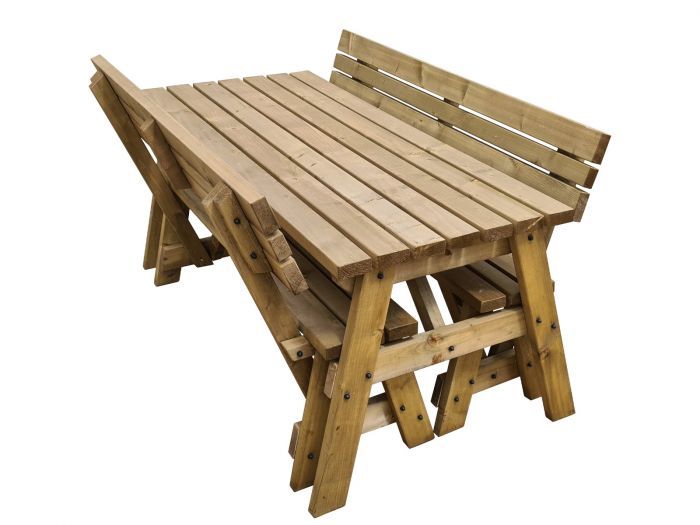 Victoria Compact Picnic Table And, Round Picnic Table With Seat Backs