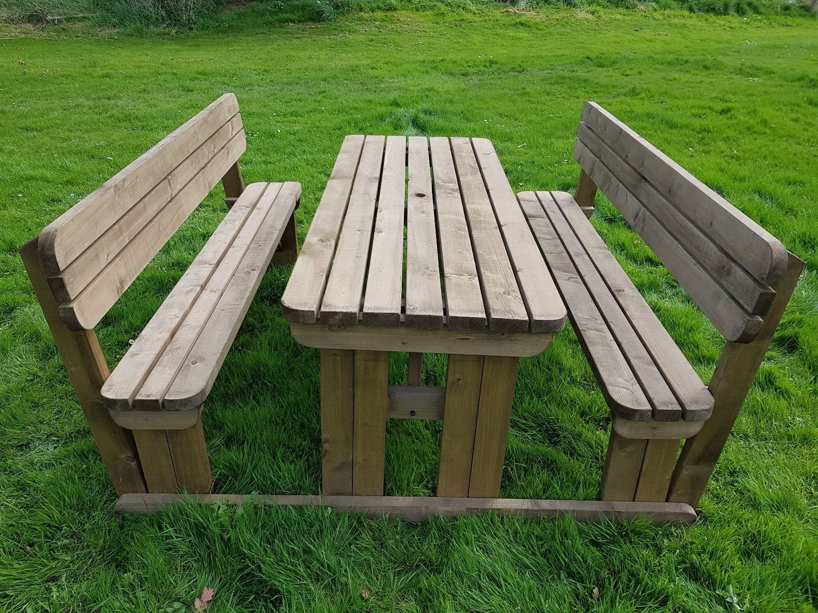 Picnic Table And Bench Set Wooden Garden Furniture With Back Rest