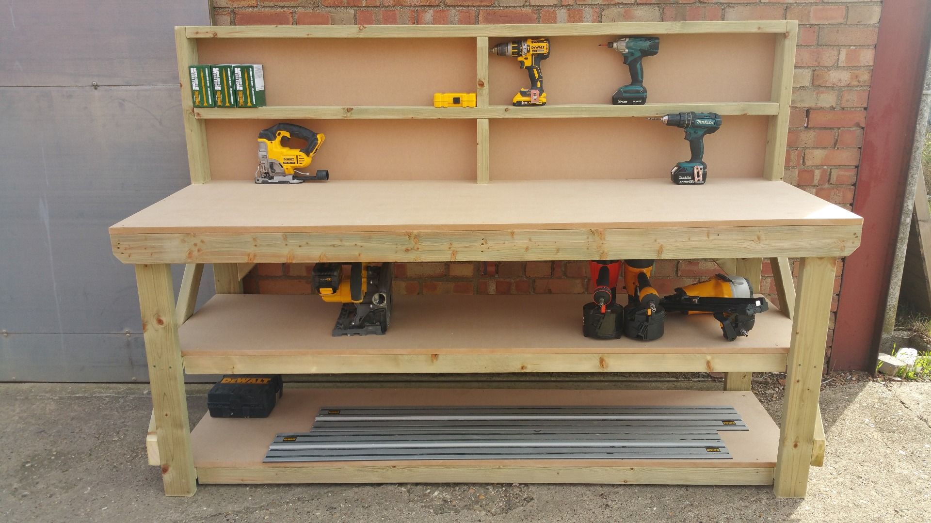 Work Bench MDF Top Wooden Industrial Garage Heavy Duty 